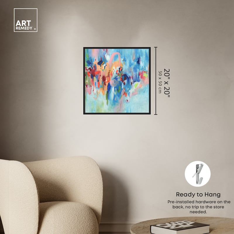 Art Remedy New Sky Framed Blue Abstract 1 Piece Canvas Wall Art