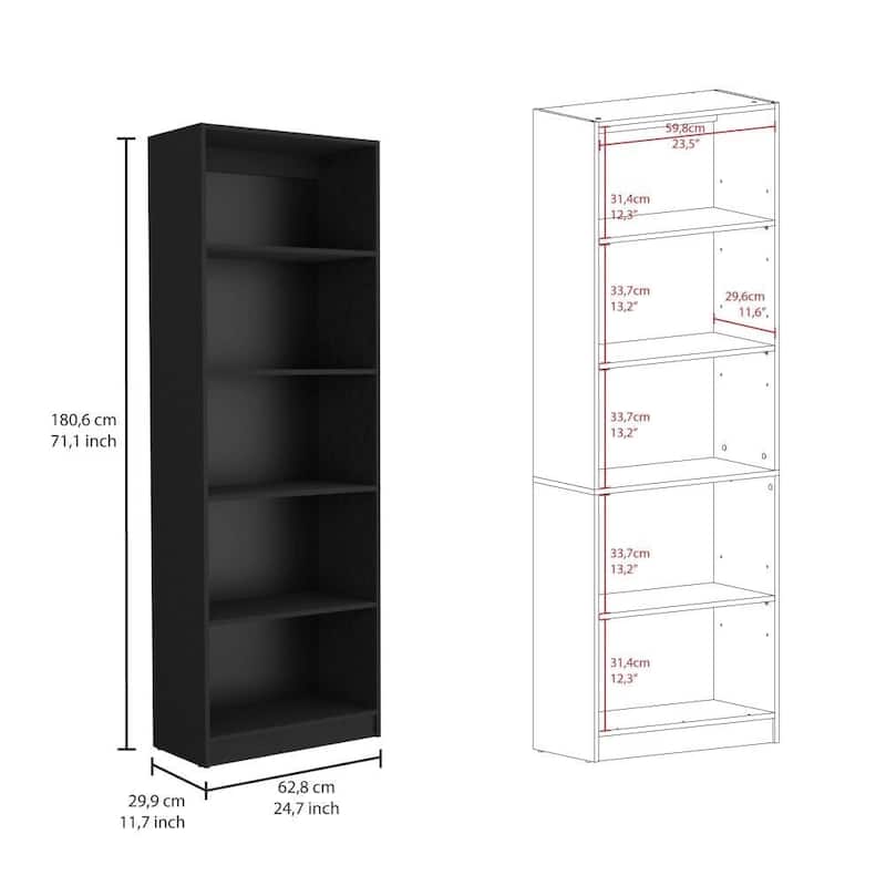 Misani 4-Piece Living Room Set with Sutton Slim Bookcase, Sutton 4-Shelf Bookcase and Sutton 2-Door Bookcase