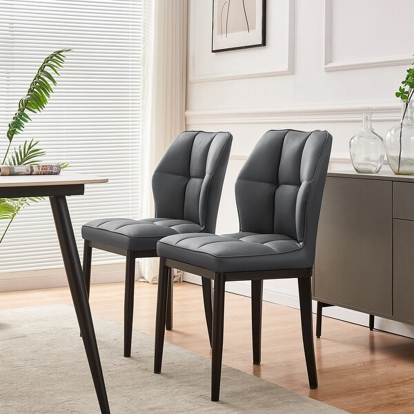 Checkered Faux Leather Upholstered Dining Chairs Set of 2 4 33.7 H x 17.4 W x 17.4 D On Sale Bed Bath Beyond 40406106