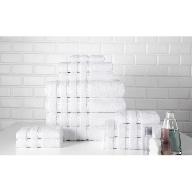Antalya Hotel Collection Turkish Cotton Bathroom Towel 12 Pc Family Set