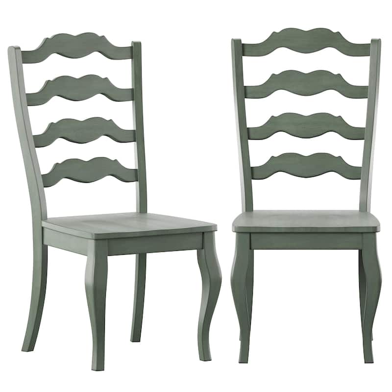 Ronda French Ladder Back Wood Dining Chairs (Set of 2) - Antique Sage Green