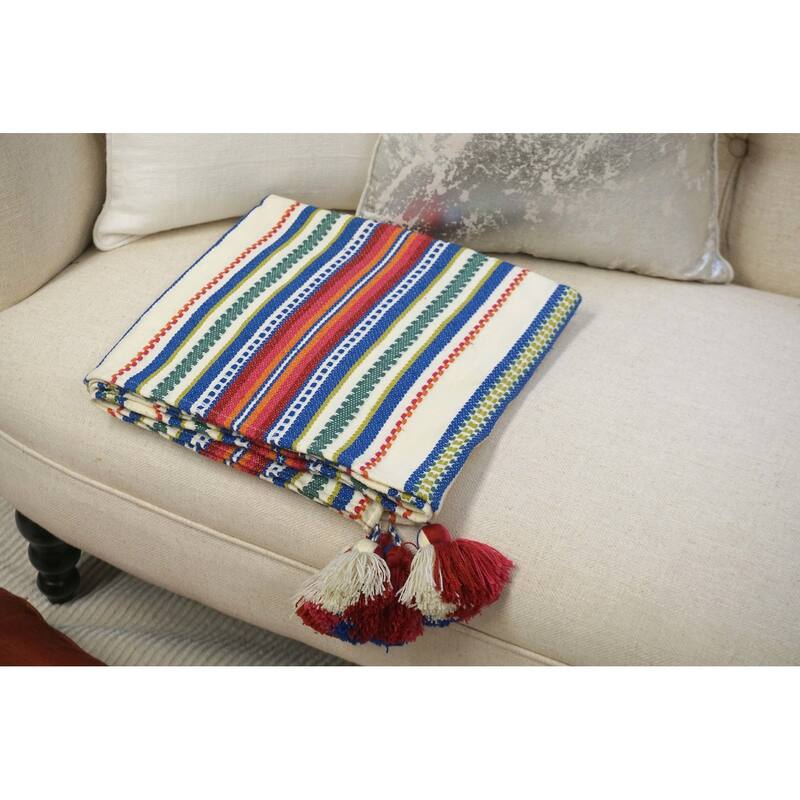 Home&Manor Handcrafted Wool & Cotton Throw Blanket