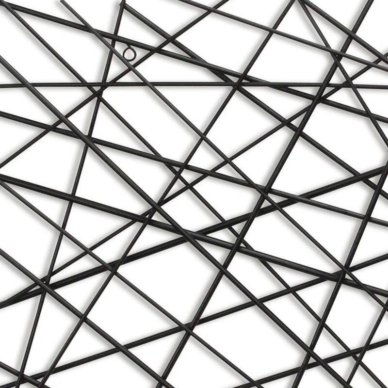 HomeRoots 25" X 49" Black Abstract Lines Metal Hanging Dimensional Sculpture
