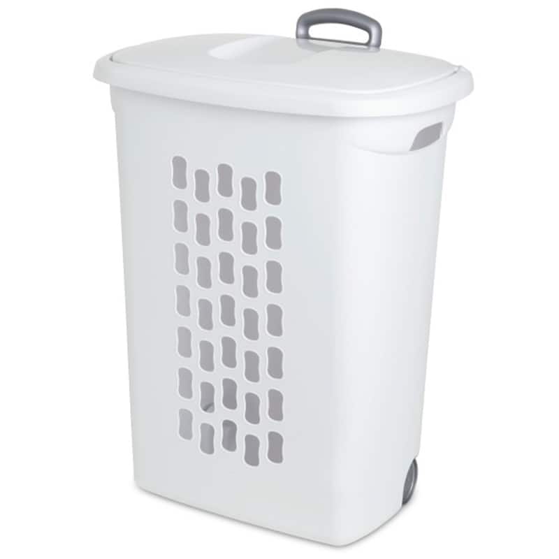 Sterilite White Laundry Hamper With Lift-Top, Wheels, And Pull Handle, 18 Pack - 18 Pack