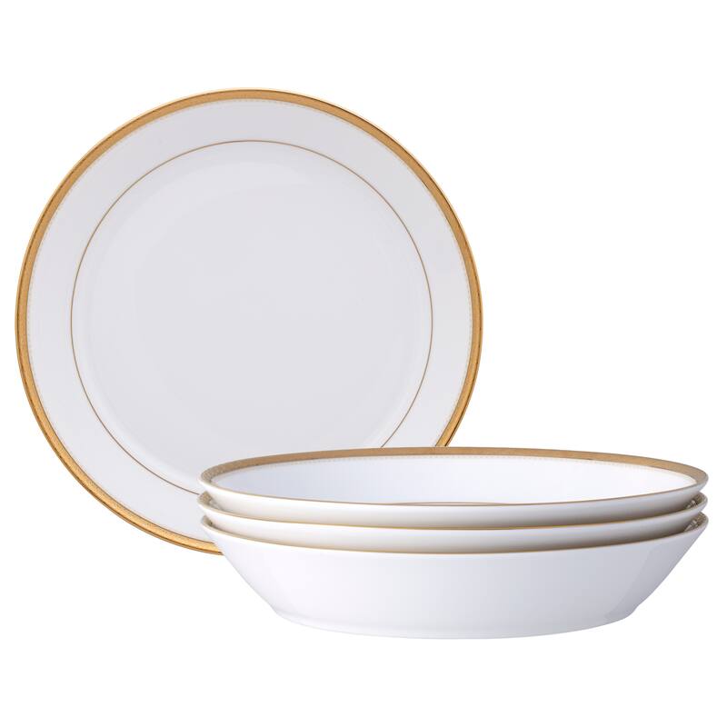Charlotta Platinum Set of 4 Coupe Dinner Bowls, 9-3/4", 43 oz. - 4 Piece - Gold