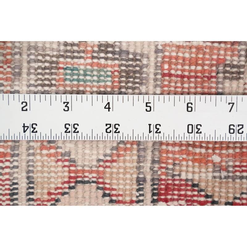 Hand Knotted Oriental 100% Wool Carpet Traditional Geometric Oranges & Rust Heriz Runner Rug - 8' 8'' X 3' 0''
