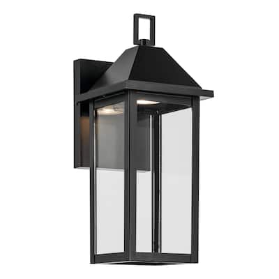 Prin 14 Inch 1 Light Outdoor DarkSky Wall Light with Clear Glass in Black