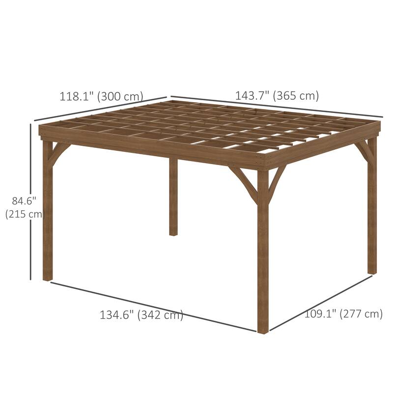 Outsunny 10' x 12' Outdoor Pergola, Wood Gazebo Grape Trellis with Stable Structure and Concrete Anchors