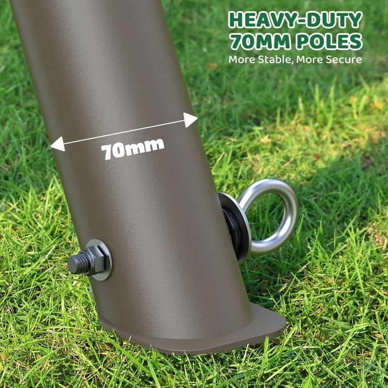 9.5' Heavy Duty Metal Swing set for Backyard with Platform Swing, Belt Swing, and Trapeze Bar