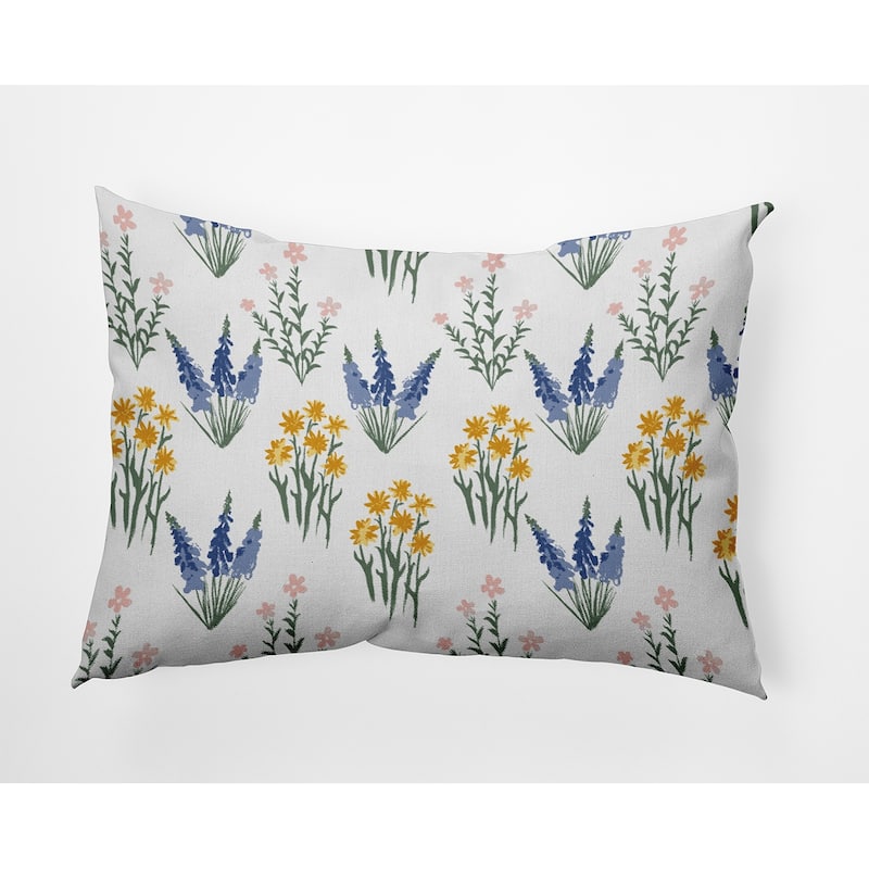 Flower Field Indoor/Outdoor Throw Pillow - Nautical Navy - 14" x 20"