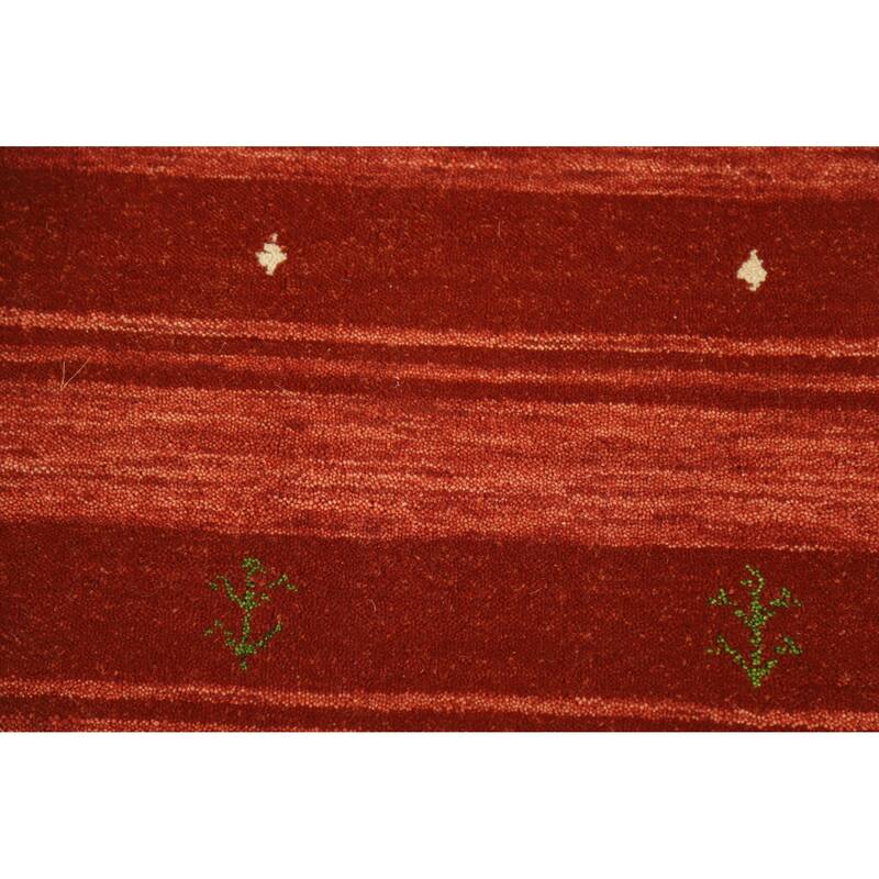Hand Knotted Oriental 100% Wool Carpet Tribal Stripe Oranges & Rust Gabbeh Area Rug - 9' 9'' X 6' 9''