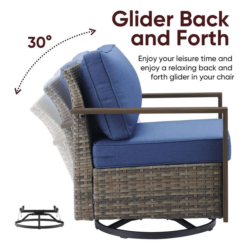 Pocassy Outdoor Sofa Patio Swivel Chair Funiture Set