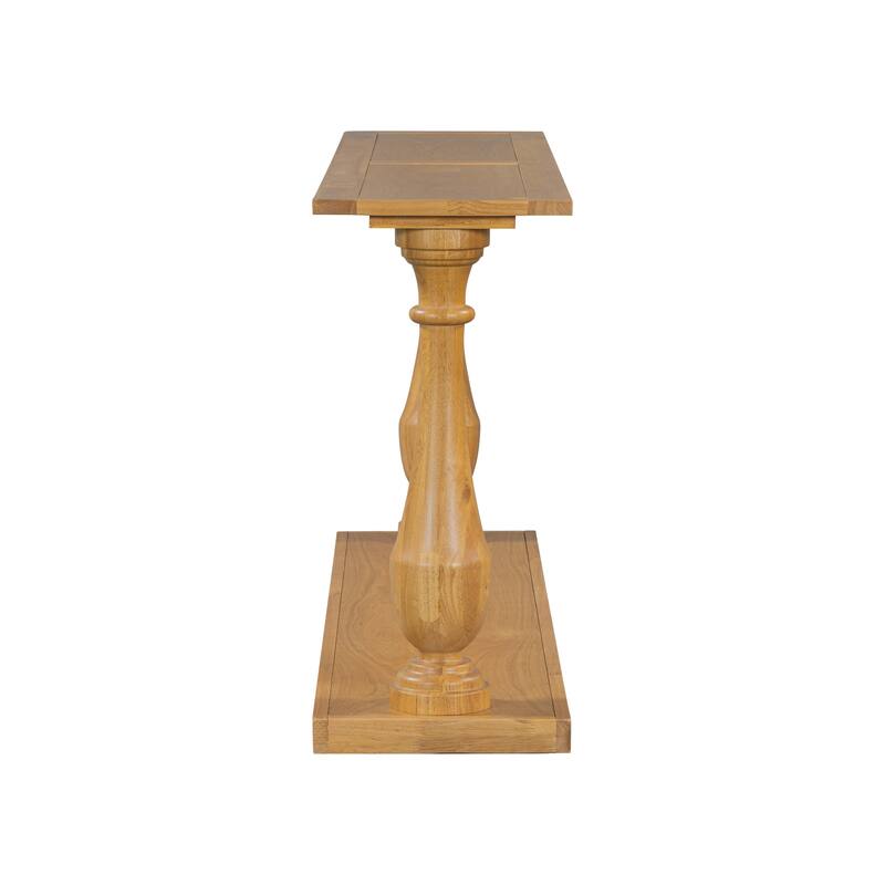 Vintage Sofa Console Table with Luxurious Veneer & Elegance Vase-Leg