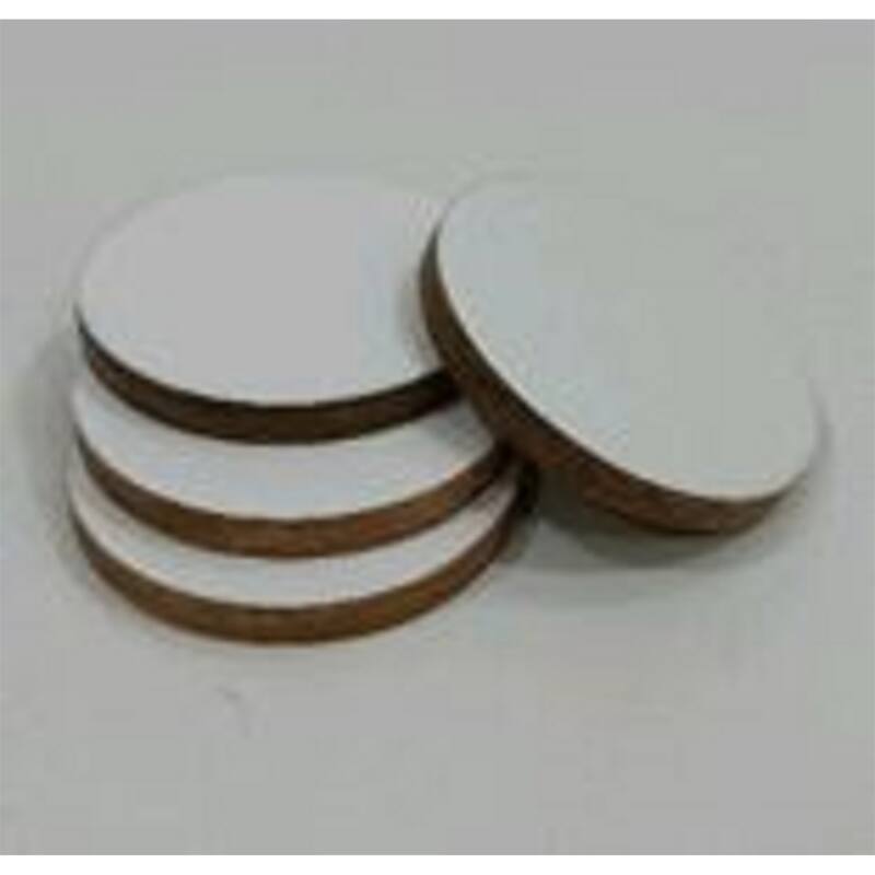 Round Wooden Coasters Set of 4 -ST - WHITE/NATURAL