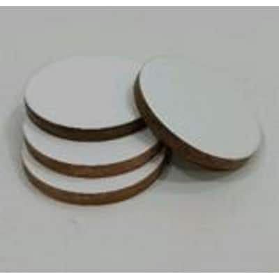 Round Wooden Coasters Set of 4 -ST - WHITE/NATURAL