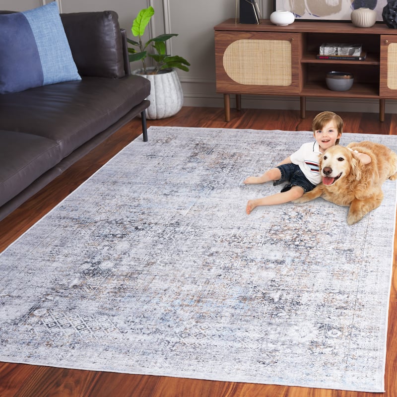 SAFAVIEH Arizona Ajkune Vintage Rug - 6' Round - Beige/Charcoal