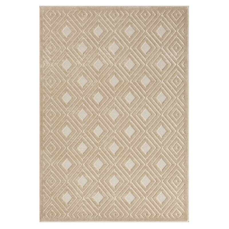 Sevita Modern Diamond Indoor/Outdoor Area Rug - 7'10" x 9'10" - Beige