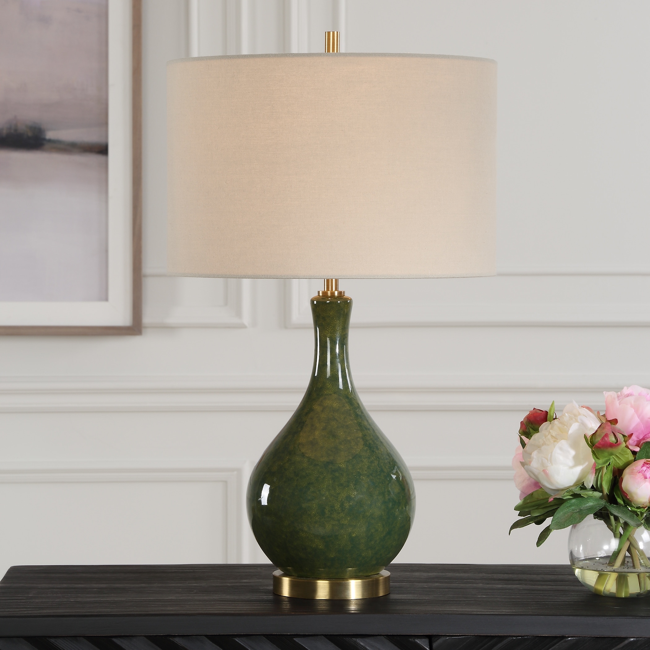 Gold and green table lamp cheap