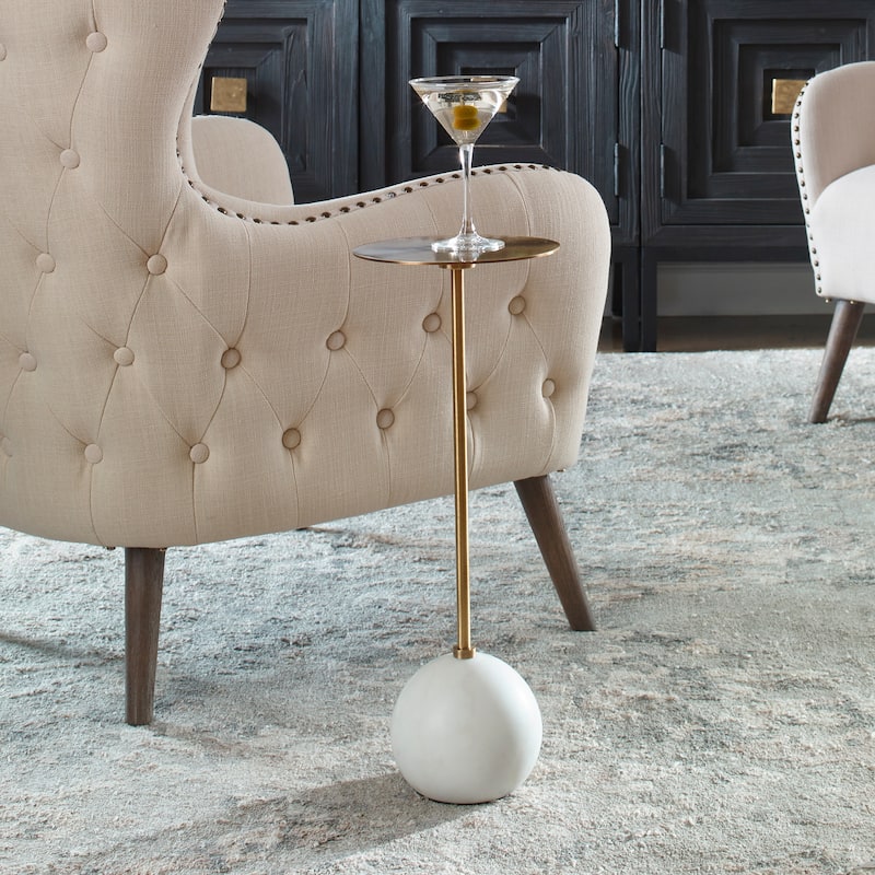 Uttermost Gimlet White Drink Table - 8.5"W x 22"H x 8.5"D