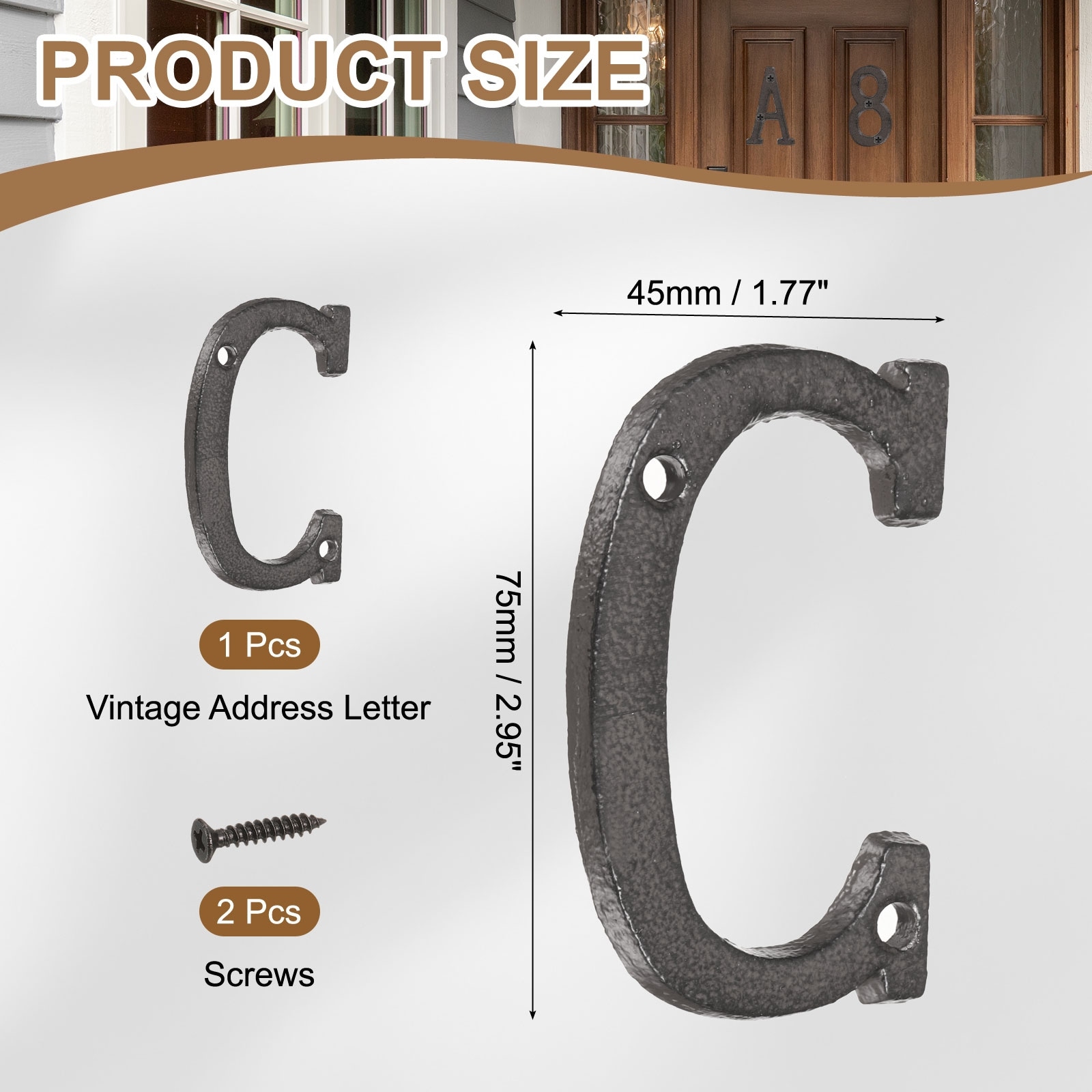 House Numbers and Letters, Cast Iron Metal Vintage Address Letters for Outside for Apartment Office Hotel Room Signs - Black