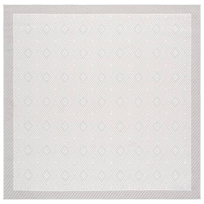 SAFAVIEH Veranda Lyalya Indoor/Outdoor Washable Patio Backyard Rug - Ivory/Grey - 6'7" Square