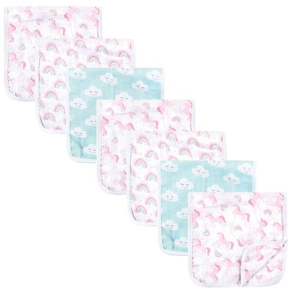 slide 1 of 1, Luvable Friends Infant Girl Muslin Burp Cloth 7pk, Rainbow, One Size - Rainbow - One Size One Size - Rainbow