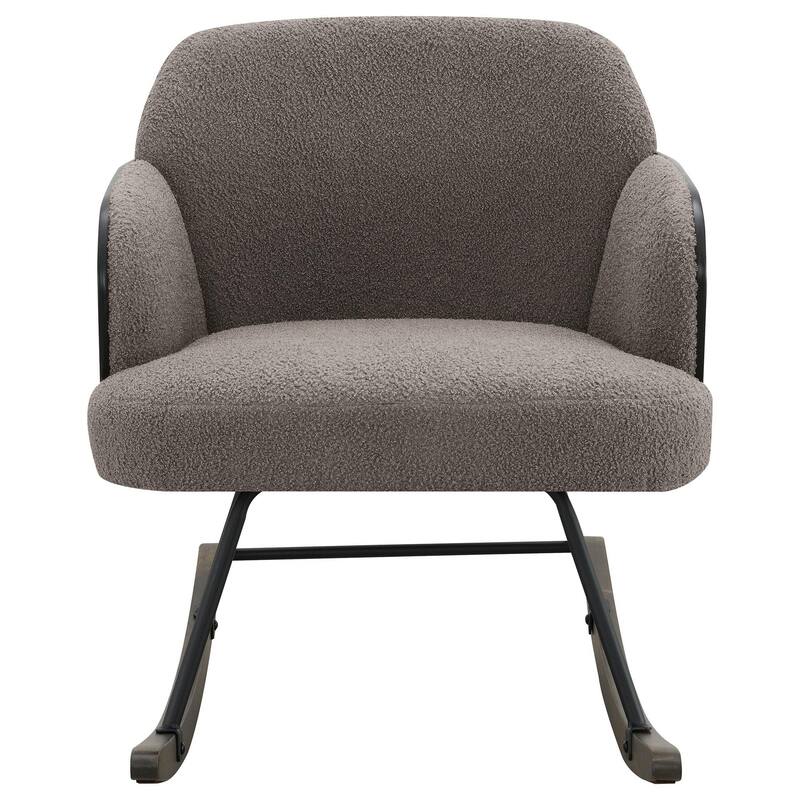 Perry Accent Rocking Chair, Modern Walnut Brown Bentwood, Gray Boucle