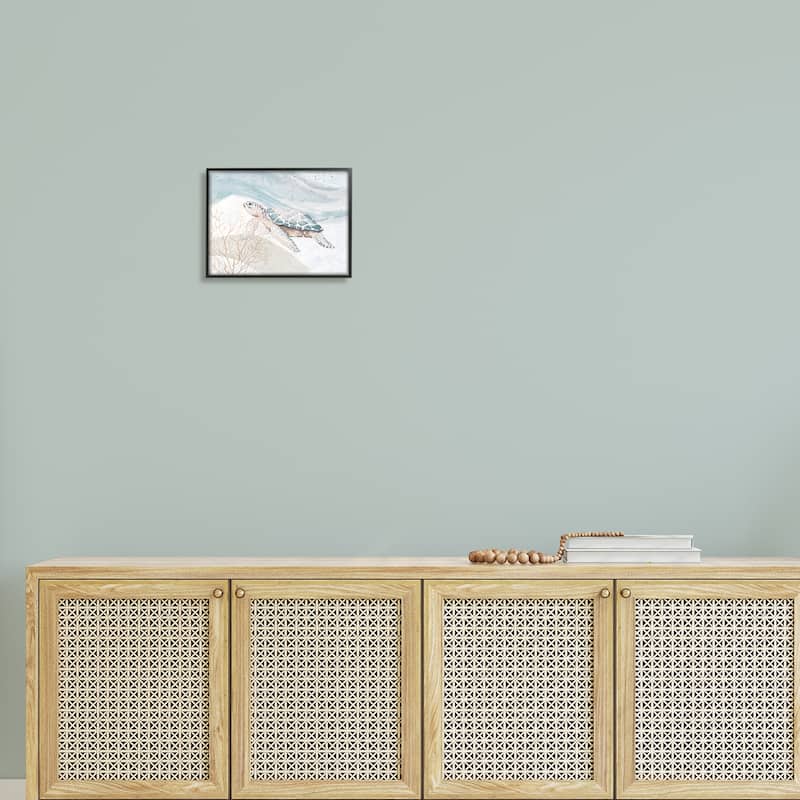 Stupell Pleasant Sea Turtle Drifting Ocean Bubble Waves Framed Wall Art, Design by Patricia Pinto