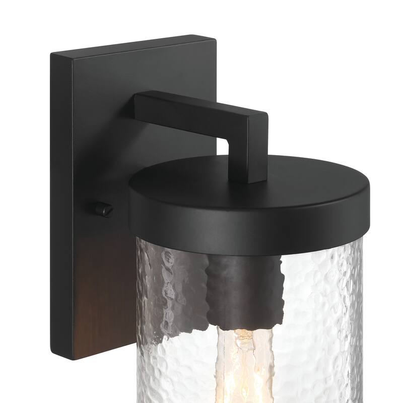 Aria Textured Water Glass and Metal Wall Mounted Outdoor Light - 6.7"L x 5.3"W x 12.5"H