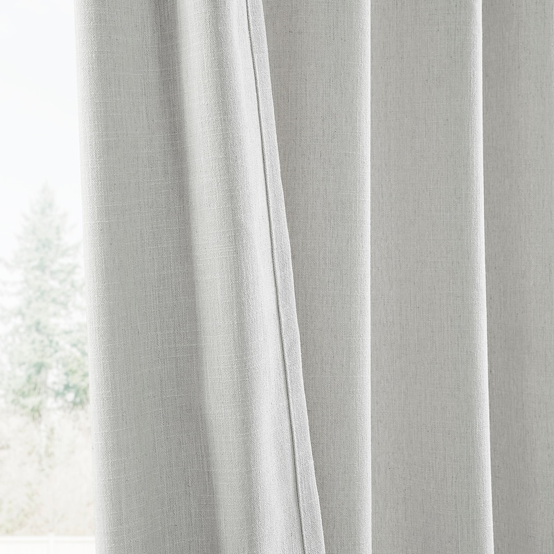 Exclusive Fabrics Basic Faux Linen Curtain Pair - 2 Panels - Light Filtering Grommet Curtains