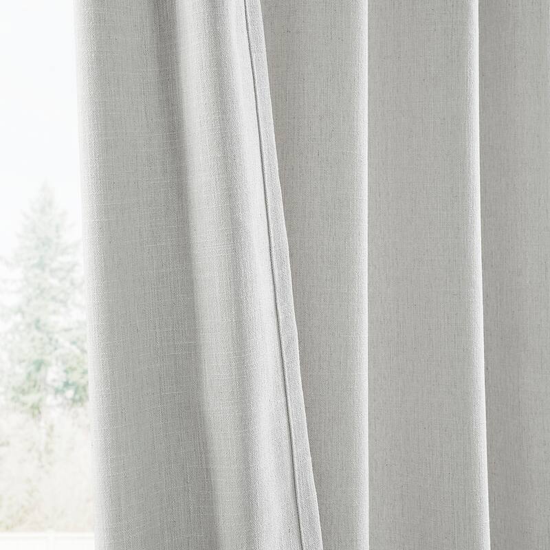 Exclusive Fabrics Basic Faux Linen Curtain Pair - 2 Panels - Light Filtering Window Curtains