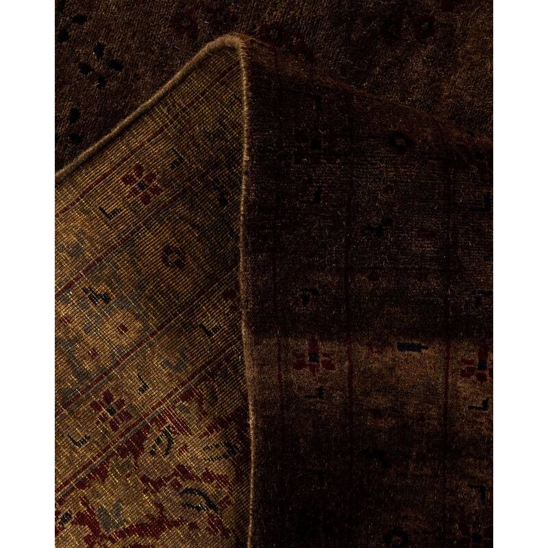 Overton Hand Knotted Wool Vintage Inspired Modern Contemporary Overdyed Brown Area Rug - 8' 3" x 16' 0"