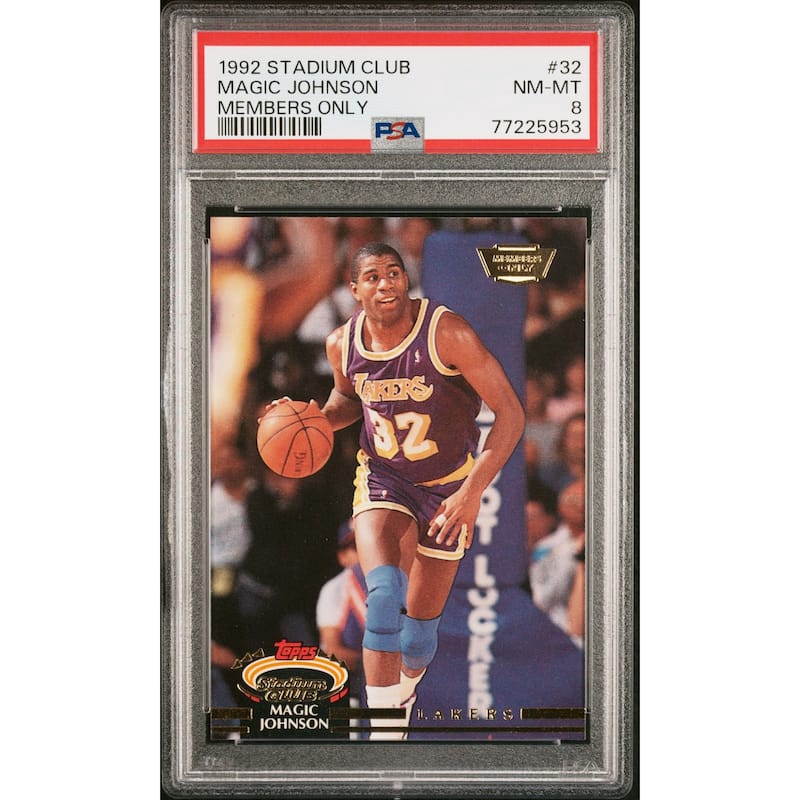 Magic Johnson 1992 Topps Stadium Club Members Only Card #32 Graded PSA 8 - 8'6" x 11'6"
