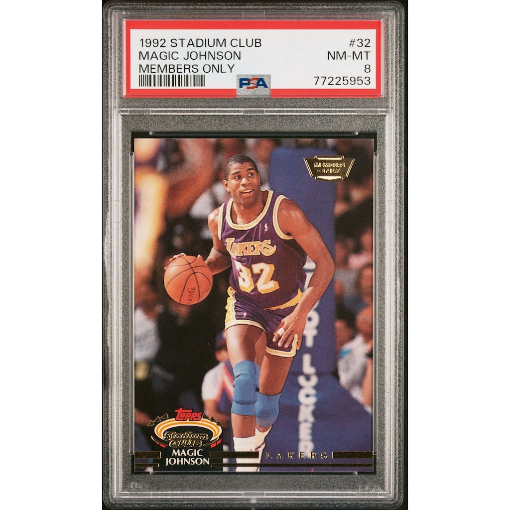 Magic Johnson 1992 Topps Stadium Club Members Only Card #32 Graded PSA 8 - 8'6" x 11'6"