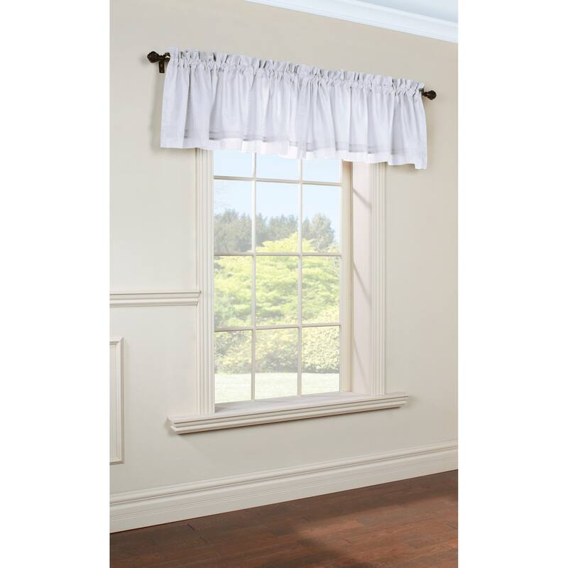 ThermaVoile Rhapsody Lined Rod Pocket Tailored Tiers and Valance - 54" x 15" Valance - White