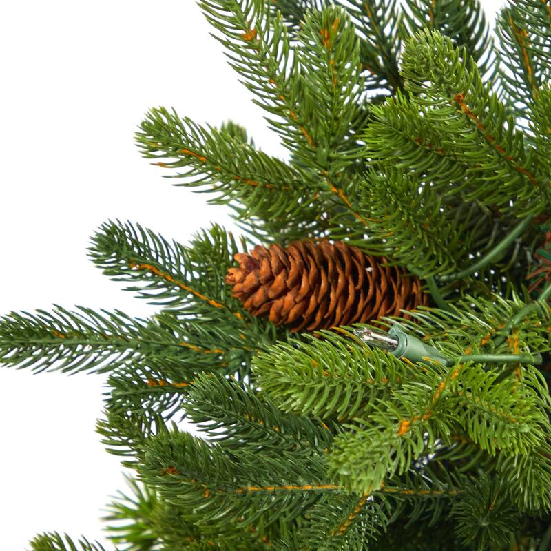 3.5Ft Artificial Christmas Tree with Lights & Pine Cones - Holiday Decor - Red - 36