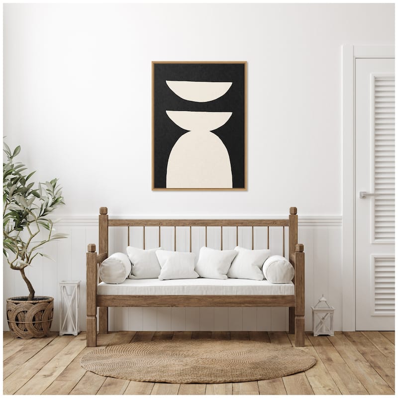 Kate and Laurel Sylvie White Geometric Abstract Framed Canvas by July Art Prints