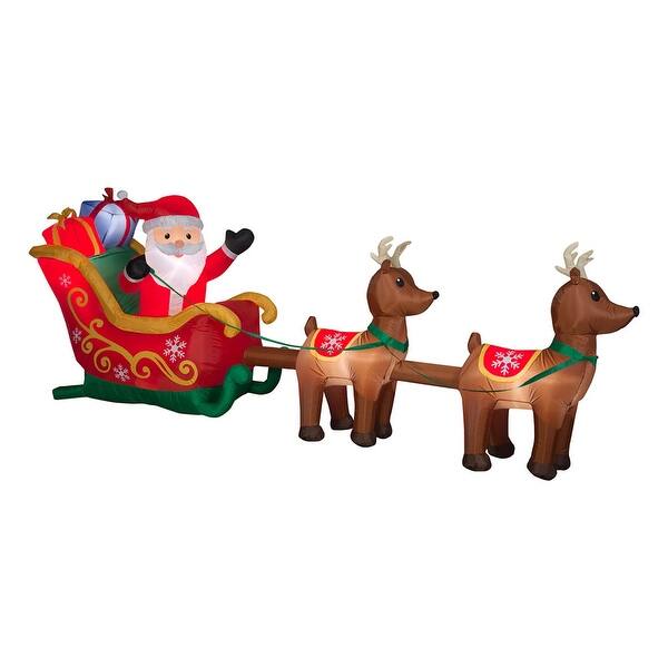 Shop 12 5 Red And Brown Inflatable Santa In Sleigh With Reindeer