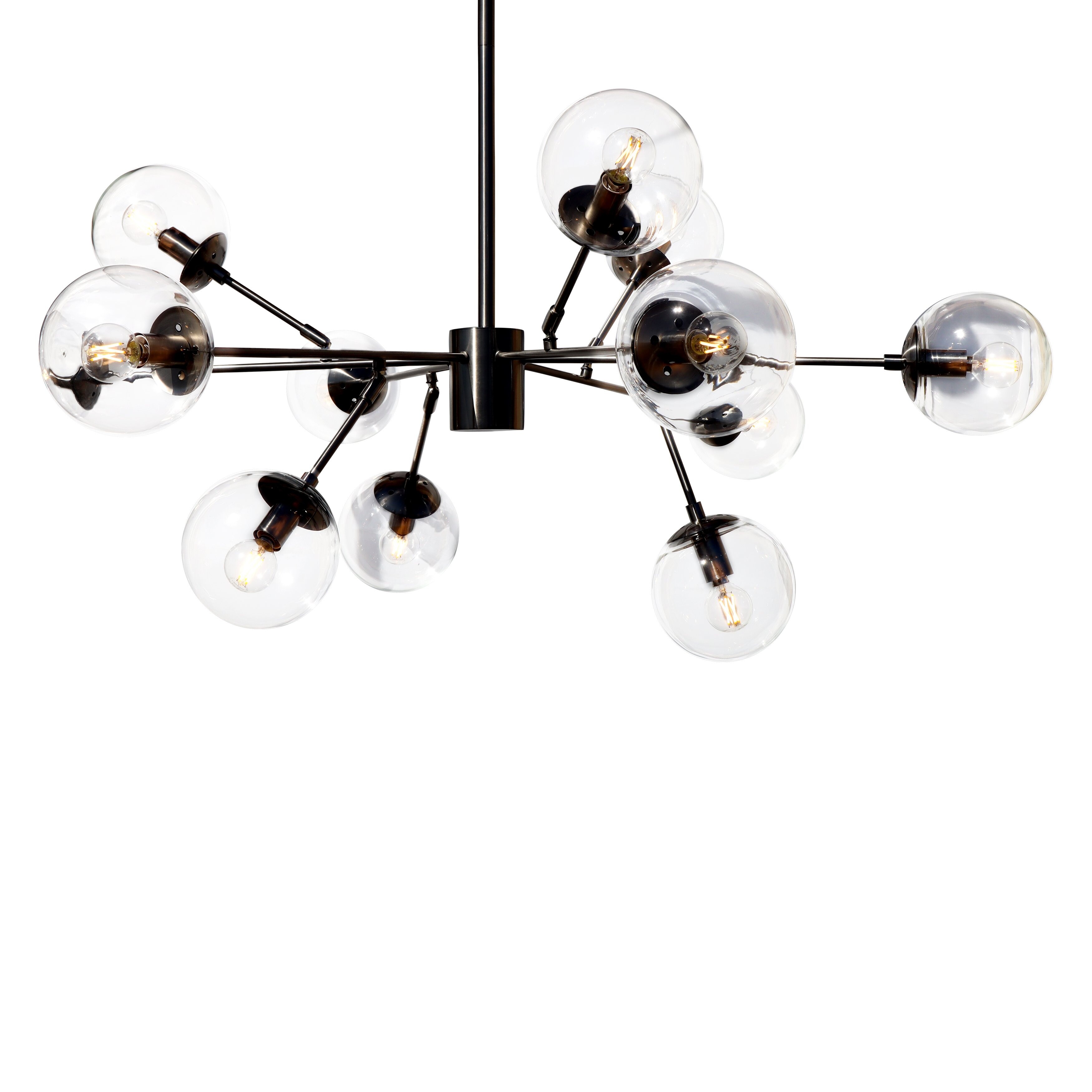 Shop Bistro Clear Glass Globe Chandelier 12 Light Brushed Nickel Finish Overstock 30948668