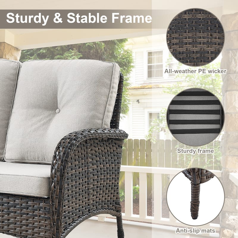 Pocassy 2-Piece Outdoor Sofa Couch with Coffee Table Set