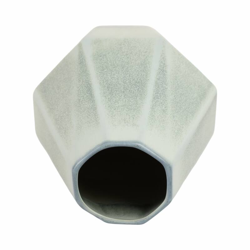 Earthenware Vase Faceted Design Ombre Finish Modern Geometric Style