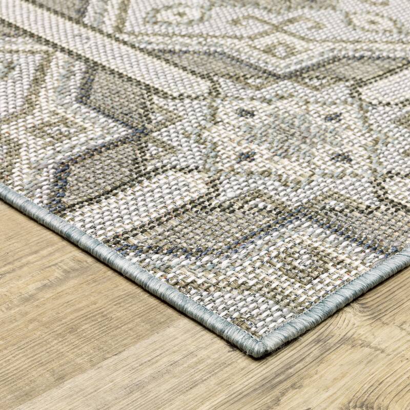 Vista Home Calla Moroccan Trellis Grey/ Blue Indoor/Outdoor Area Rug