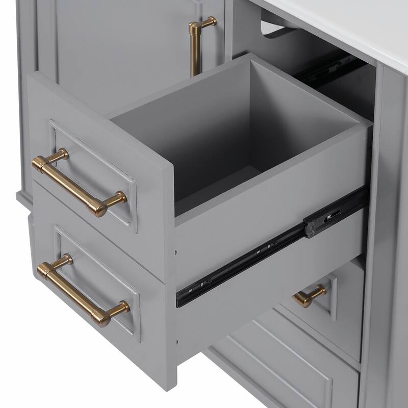30" Bathroom Vanity with Ceramic Sink, Soft-Close Door, Built-in Shelf & Ample Storage