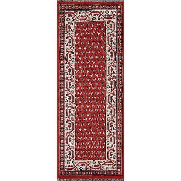 slide 1 of 19, Red Paisley Traditional Botemir Runner Rug Hand-knotted Wool Carpet - 2'4" x 6'3"