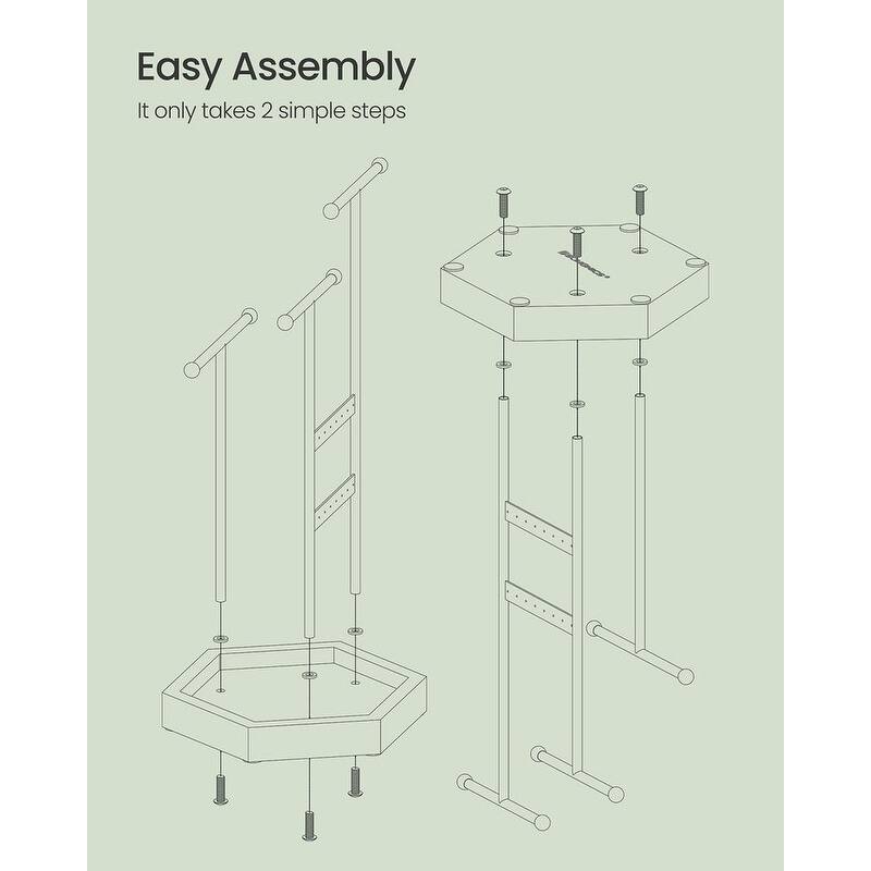 Metal Frame Jewelry Display Stand Holder with Hexagonal Base - 7"D x 8"W x 14.1"H