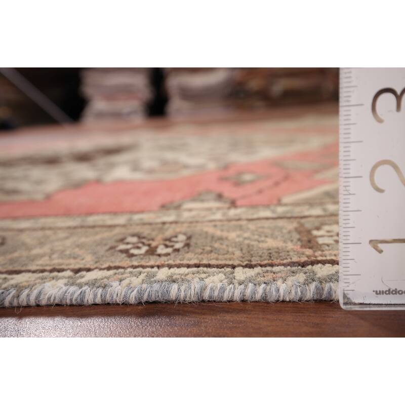Pink Geometric Hamedan Persian Vintage Rug Hand-Knotted Wool Carpet - 4'1" x 6'6"