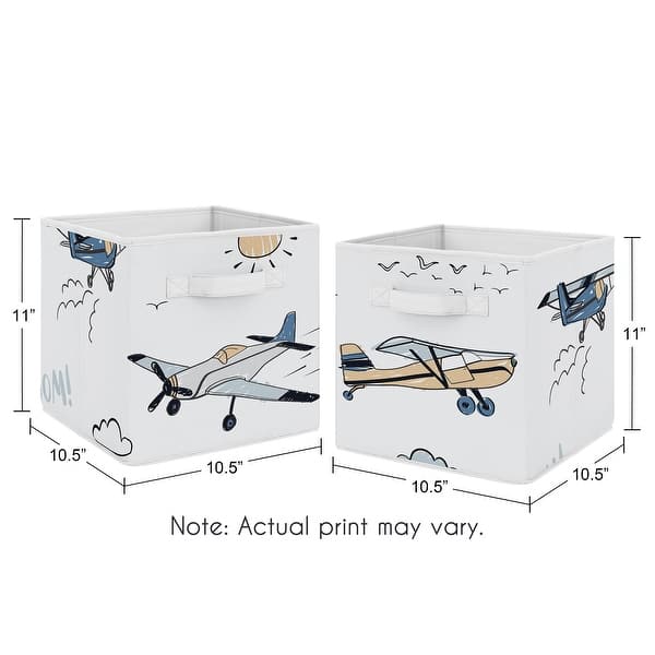 Sweet Jojo Designs Vintage Airplane Boy Foldable Fabric Storage Bins Green Blue Yellow Airplanes Plane Transportation Clouds Sun