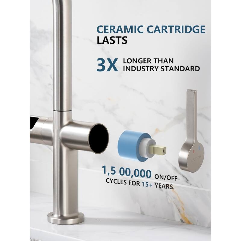 Lefton Touchless Pull-Out Kitchen Faucet, Hands Free Motion Sensor Activated, Battery-Free Temperature Display, KF2206