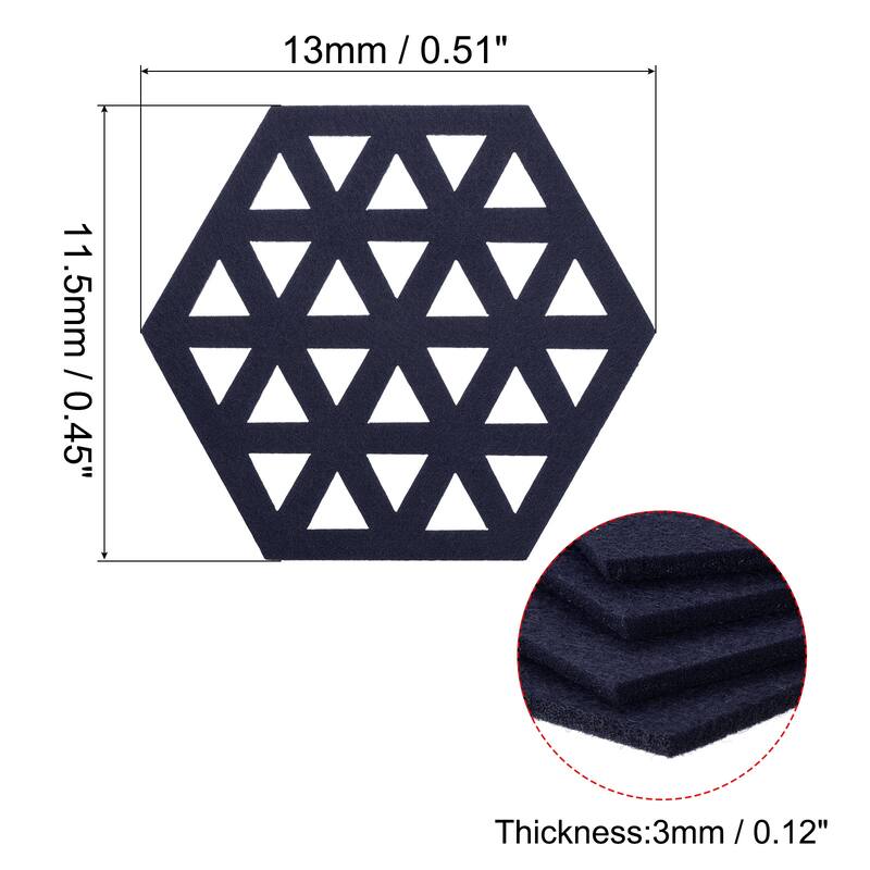 Felt Coaster, Hexagonal Pad Coaster for Drink Cup Pot Bowl Vase - Dark Blue