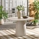 preview thumbnail 24 of 28, SAFAVIEH Outdoor Tina 47.2-Inch Round Pedestal Dining Table - 47" W x 47" D x 30" H Ivory